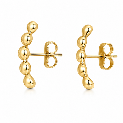 Semijoia Brinco Ear Cuff Bolinhas Lisas 21mm Banho Ouro 18K