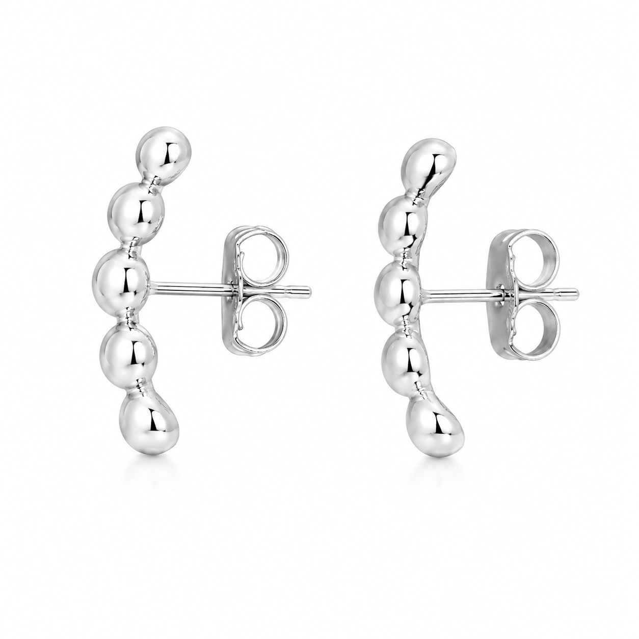 Semijoia Brinco Ear Cuff Bolinhas Lisas 21mm Banho Ródio