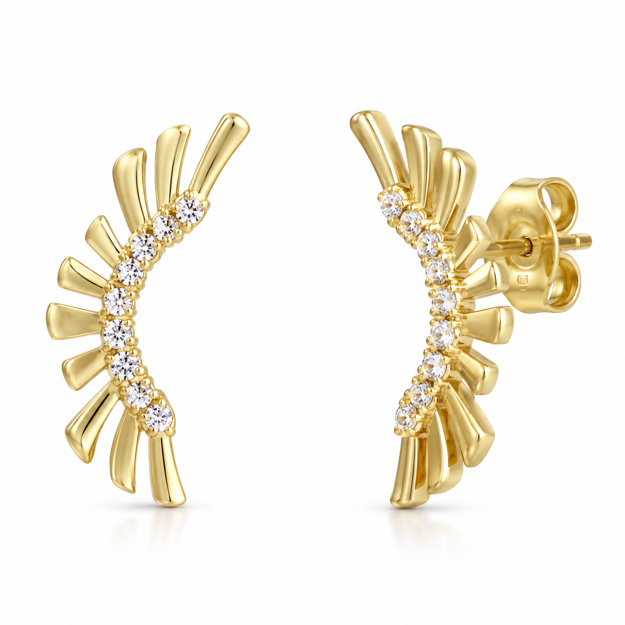 Semijoia Brinco Ear Cuff Grande Zircônias 29mm Banho Ouro 18K