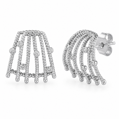 Semijoia Brinco Ear Cuff Fios Com Zircônia 19mm Banho Ródio