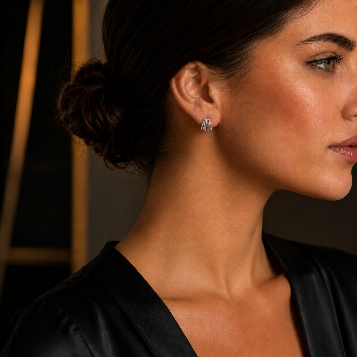 Semijoia Brinco Ear Cuff Fios Com Zircônia 19mm Banho Ródio