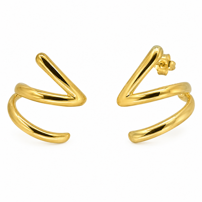 Semijoia Brinco Ear Cuff Fios Liso 18mm Banho Ouro 18K