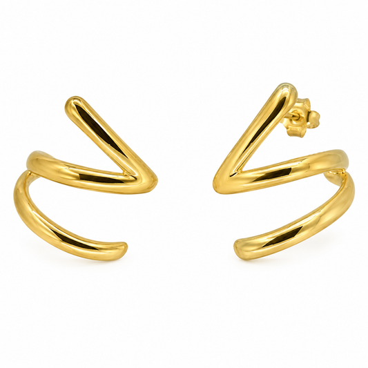 Semijoia Brinco Ear Cuff Fios Liso 18mm Banho Ouro 18K