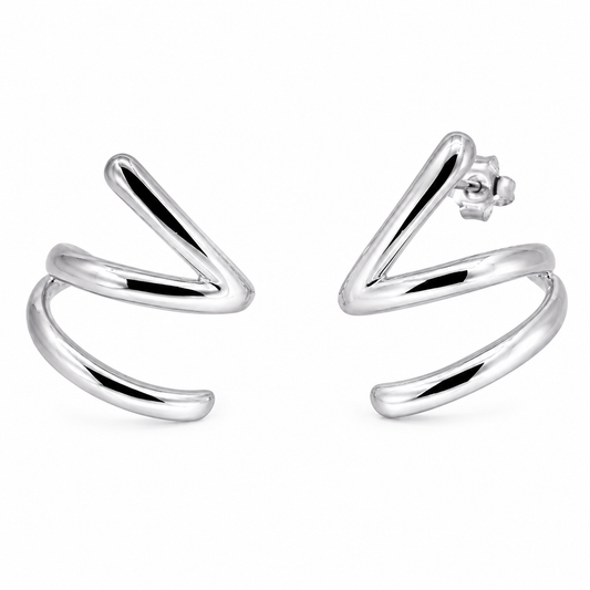 Semijoia Brinco Ear Cuff Fios Liso 18mm Banho Ródio