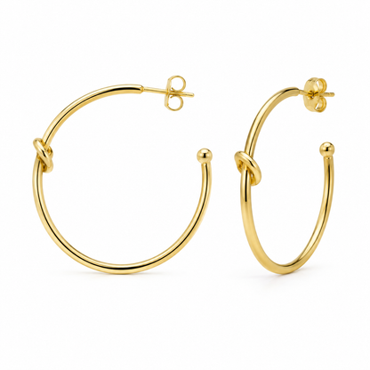 Semijoia Brinco Argola Nozinho G 42mm Banho Ouro 18K