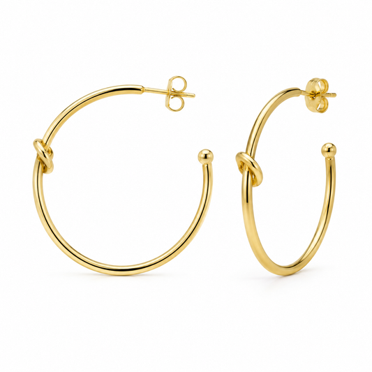 Semijoia Brinco Argola Nozinho G 42mm Banho Ouro 18K
