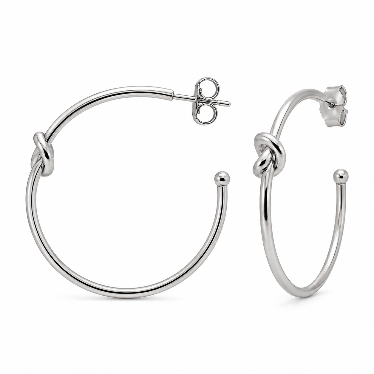 Semijoia Brinco Argola Nozinho G 42mm Banho Ródio