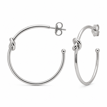Semijoia Brinco Argola Nozinho G 42mm Banho Ródio
