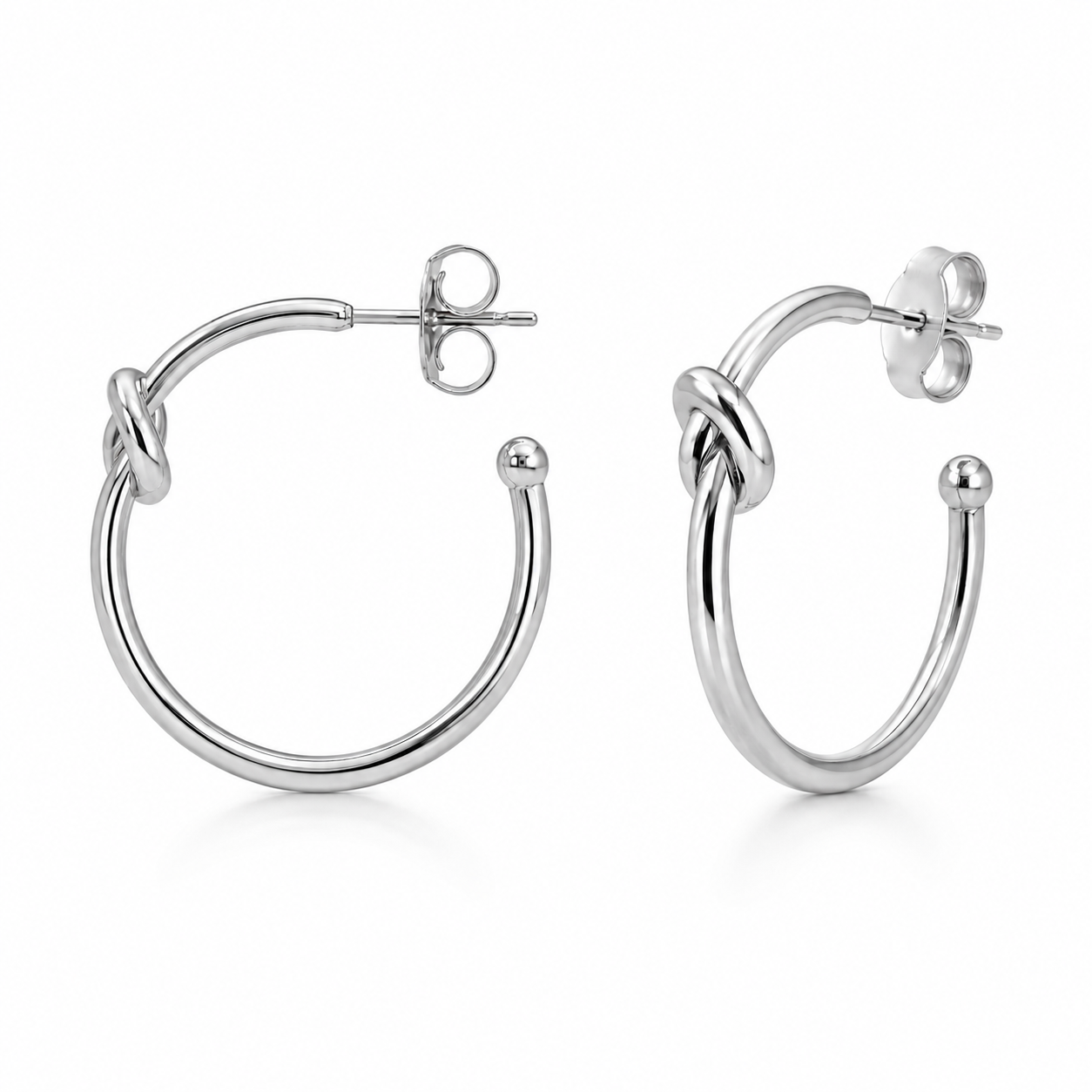 Semijoia Brinco Argola Nozinho M 29mm Banho Ródio