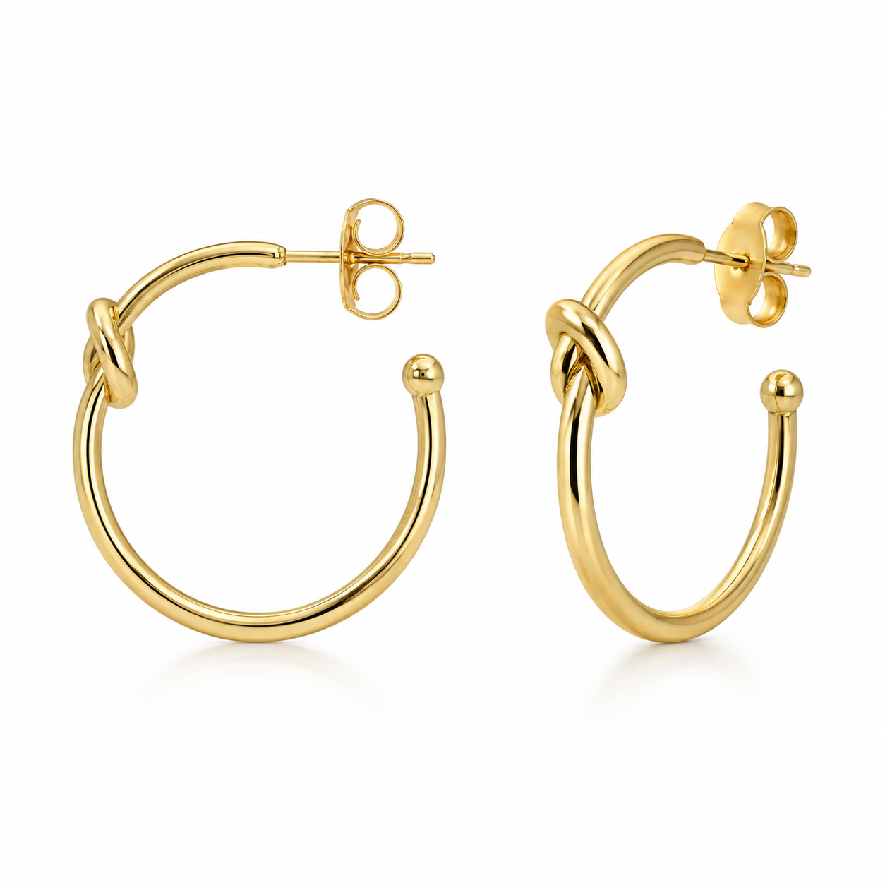 Semijoia Brinco Argola Nozinho M 29mm Banho Ouro 18K