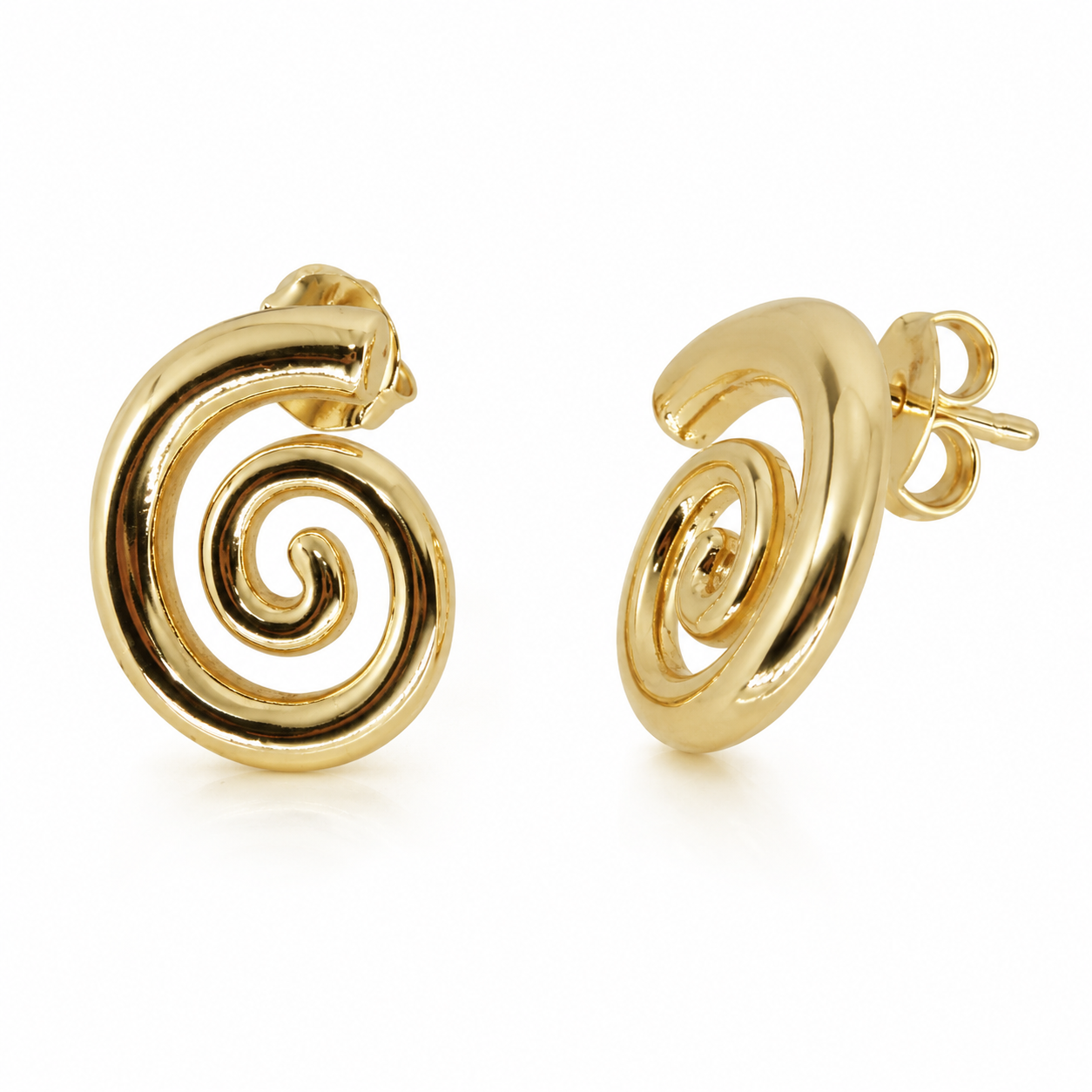 Semijoia Brinco Caracol Liso 21mm Banho Ouro 18K
