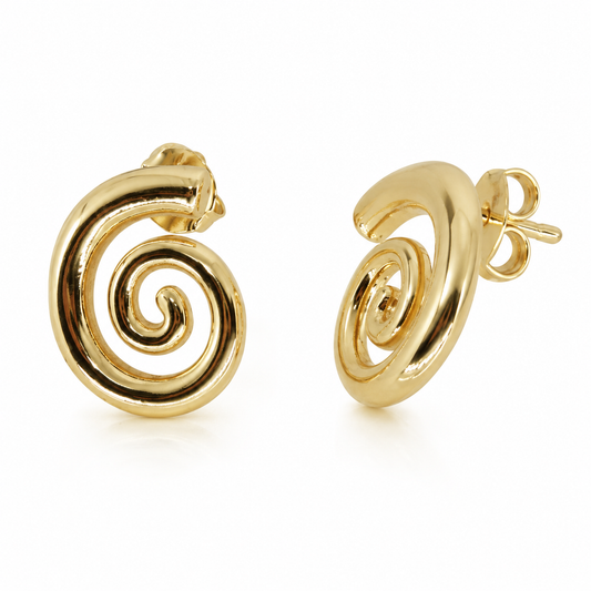 Semijoia Brinco Caracol Liso 21mm Banho Ouro 18K