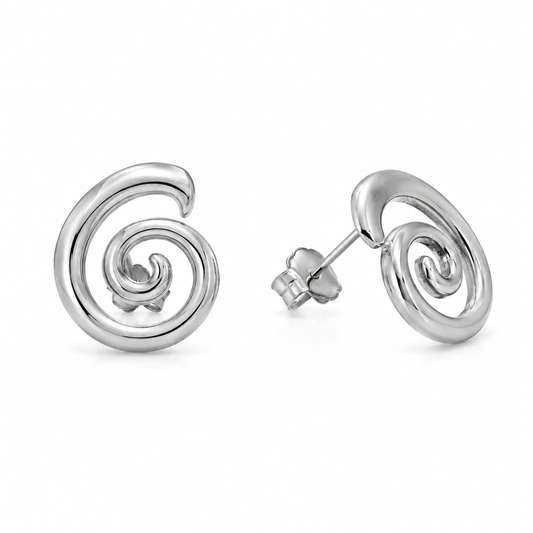 Semijoia Brinco Caracol Liso 21mm Banho Ródio