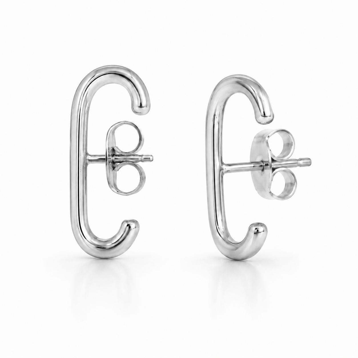 Semijoia Brinco Ear Cuff Hook Liso 24mm Banho Ródio