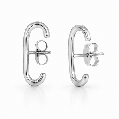 Semijoia Brinco Ear Cuff Hook Liso 24mm Banho Ródio