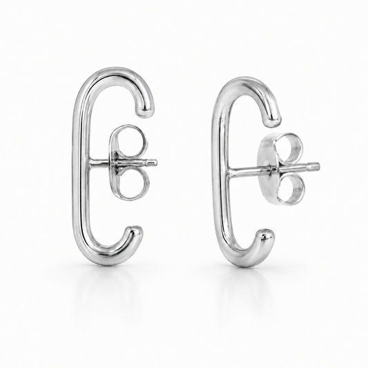 Semijoia Brinco Ear Cuff Hook Liso 24mm Banho Ródio
