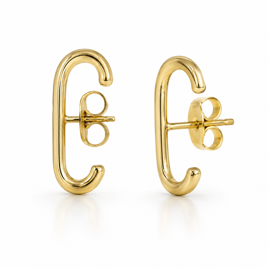 Semijoia Brinco Ear Cuff Hook Liso 24mm Banho Ouro 18K