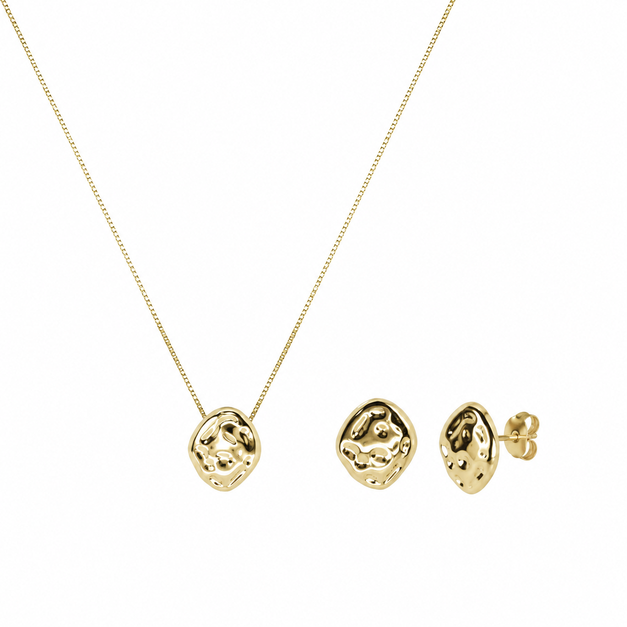 Semijoia Conjunto Gota Orgânico Colar 45cm Banho Ouro 18K
