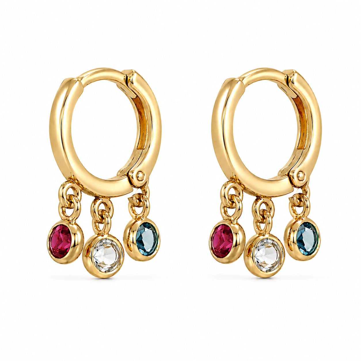 Semijoia Brinco Corrente Gota Lilás 12cm Banho Ouro 18K