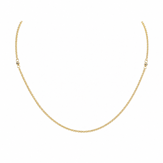 Semijoia Colar Elos Com Zircônia 45cm Colar Banho Ouro 18K