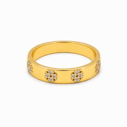 Semijoia Anel Trevo Zircônia 4mm Aro 20 Banho Ouro 18K