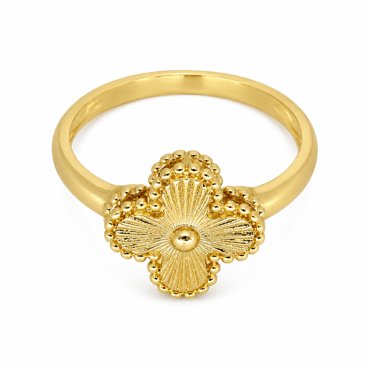 Semijoia Anel Trevo 11mm Aro 20 Banho Ouro 18K
