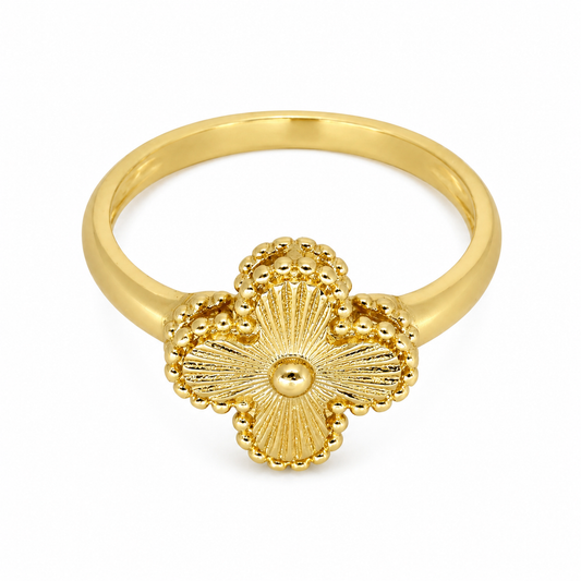 Semijoia Anel Trevo 11mm Aro 20 Banho Ouro 18K