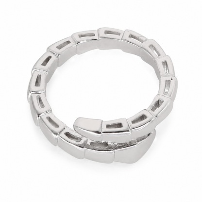 Semijoia Anel Serpente Lisa 8mm Aro 16 Banho Ródio