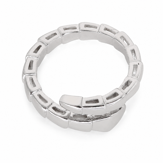 Semijoia Anel Serpente Lisa 8mm Aro 16 Banho Ródio