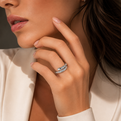 Semijoia Anel Serpente Lisa 8mm Aro 16 Banho Ródio