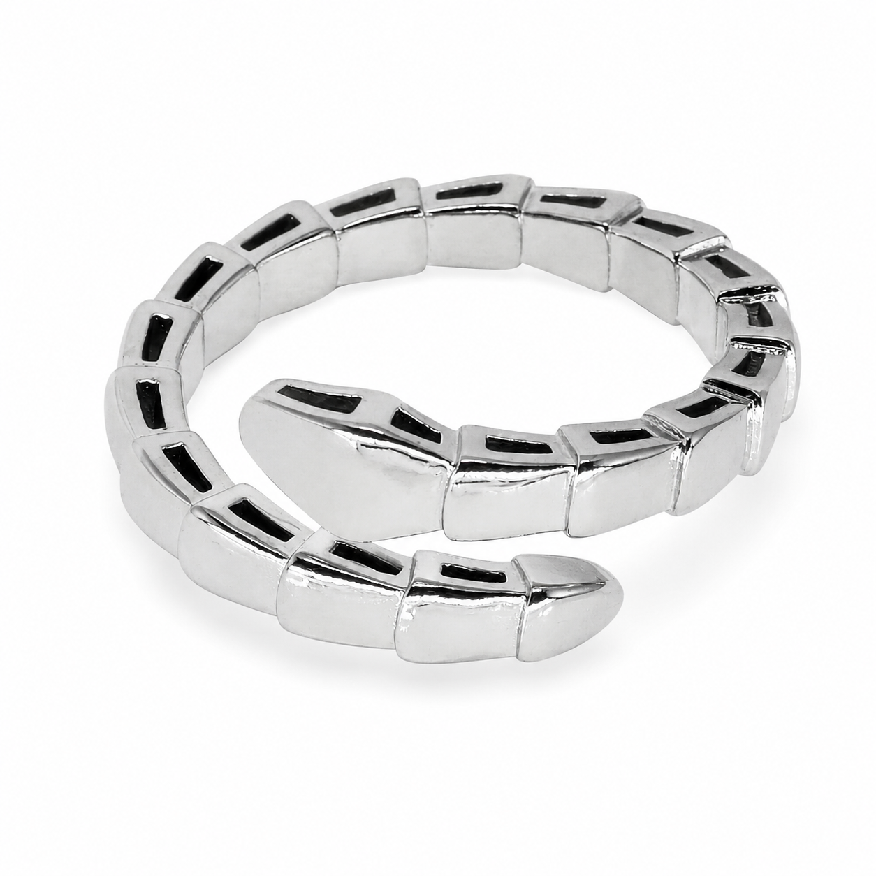 Semijoia Anel Serpente Lisa 8mm Aro 18 Banho Ródio