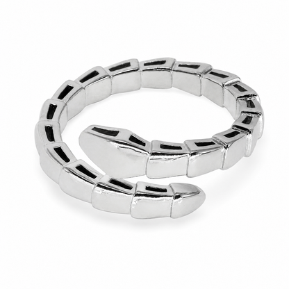 Semijoia Anel Serpente Lisa 8mm Aro 18 Banho Ródio
