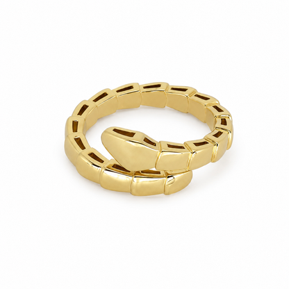 Semijoia Anel Serpente Lisa 8mm Aro 13 Banho Ouro 18K