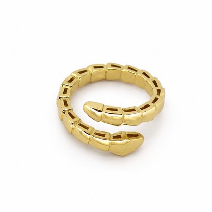 Semijoia Anel Serpente Lisa 8mm Aro 17 Banho Ouro 18K
