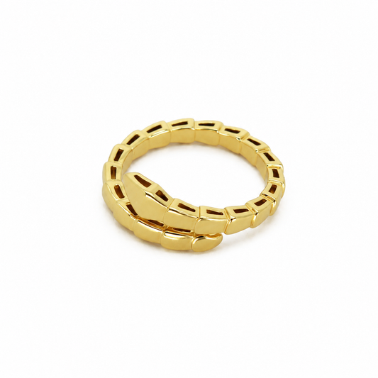 Semijoia Anel Serpente Lisa 8mm Aro 21 Banho Ouro 18K