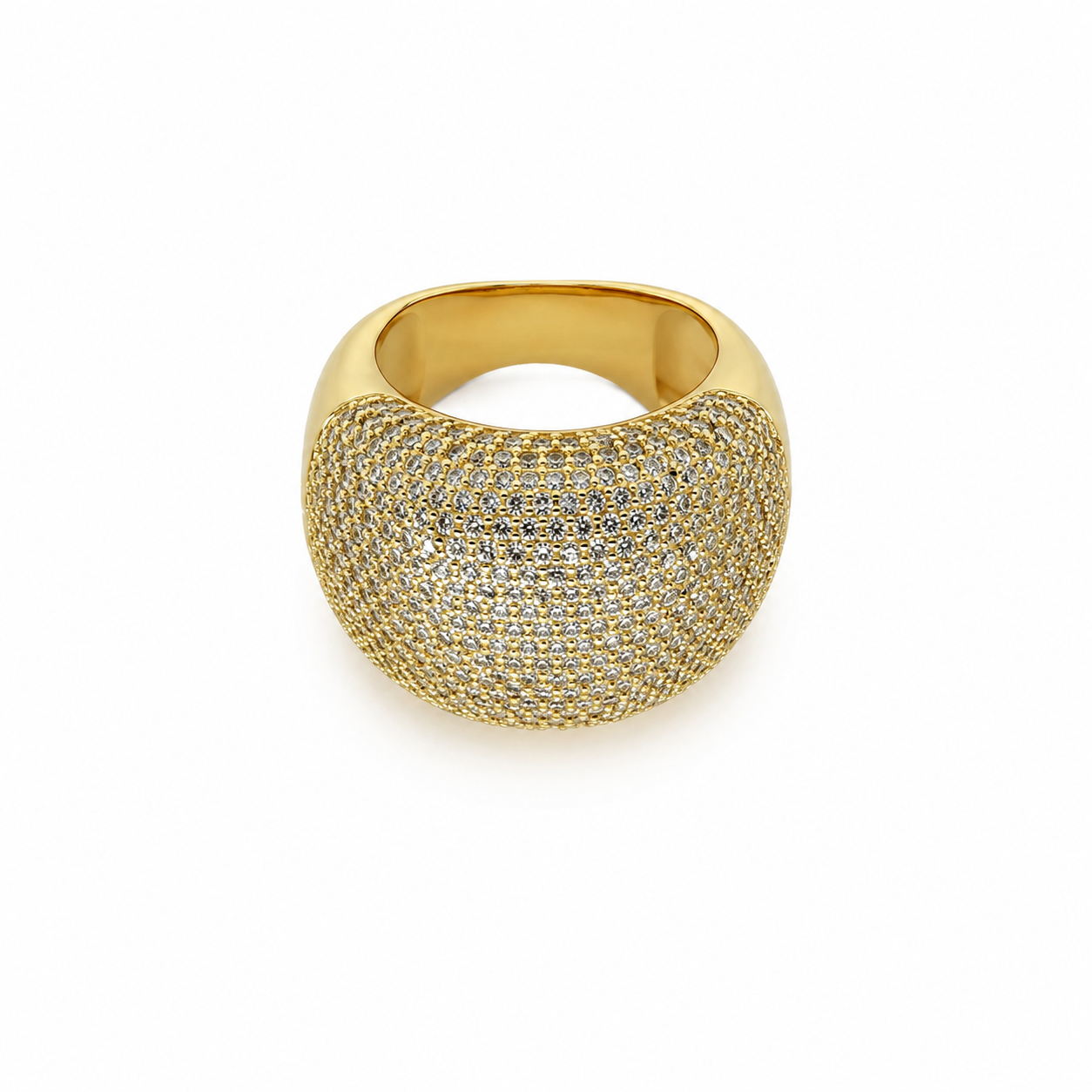 Semijoia Anel Maxi Cravejado 19mm Aro 18 Banho Ouro 18K