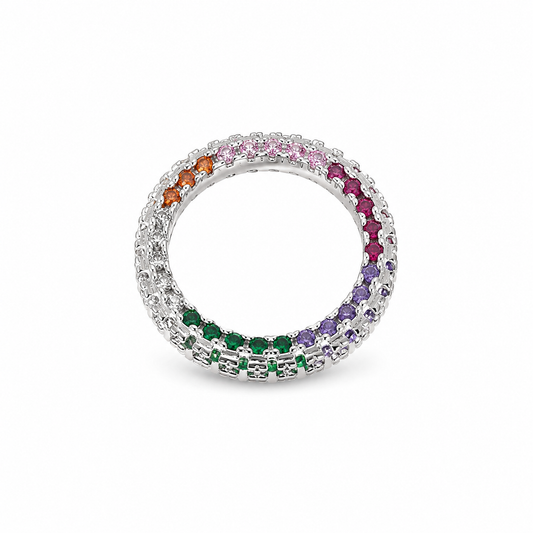 Semijoia Anel Cravejado Colors 4mm Aro 15 Banho Ródio