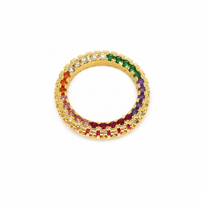 Semijoia Anel Cravejado Colors 4mm Aro 15 Banho Ouro 18K