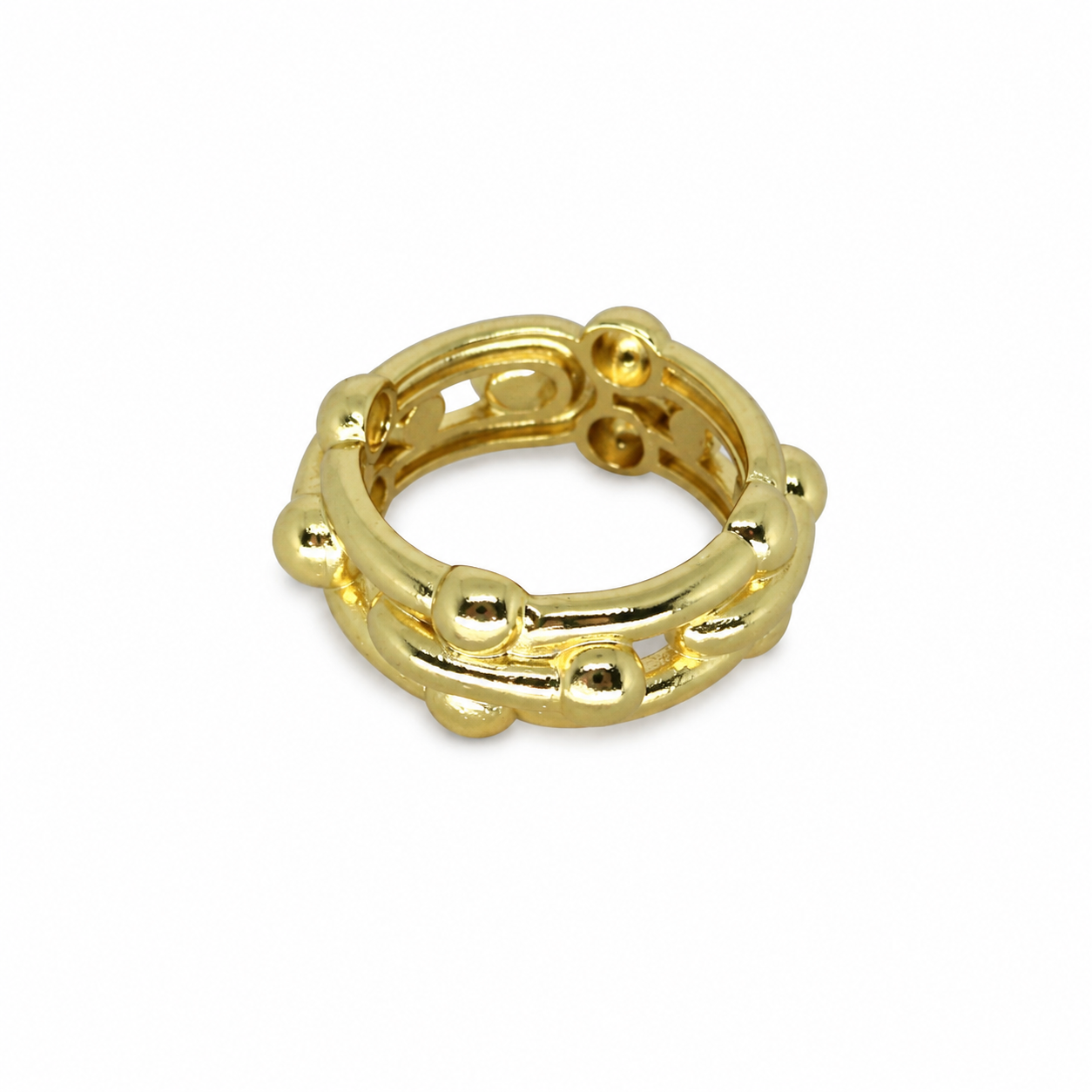 Semijoia Anel Elos Largos 8mm Aro 14 Banho Ouro 18K