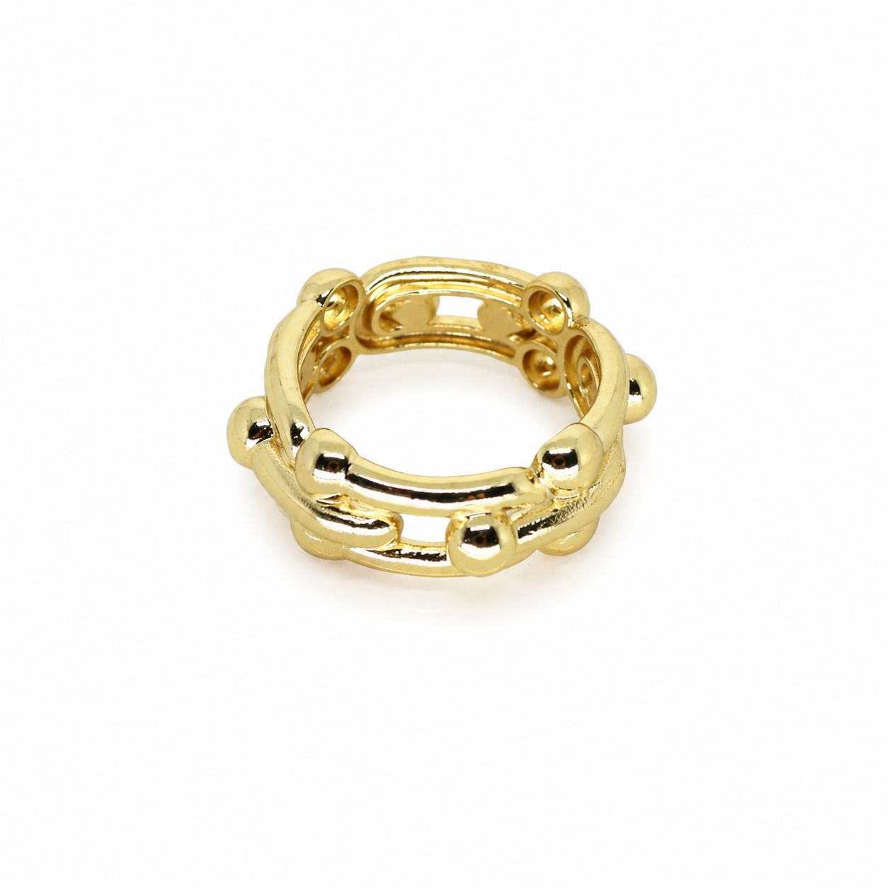 Semijoia Anel Elos Largos 8mm Aro 16 Banho Ouro 18K