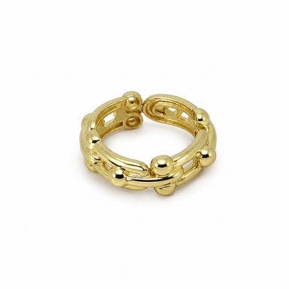 Semijoia Anel Elos Largos 8mm Aro 17 Banho Ouro 18K