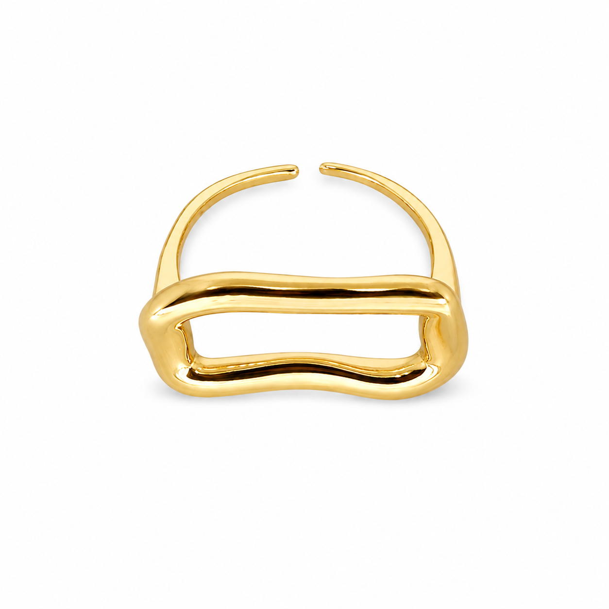Semijoia Anel Regulável Orgânico 11mm Banho Ouro 18K
