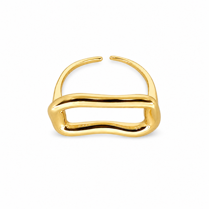 Semijoia Anel Regulável Orgânico 11mm Banho Ouro 18K