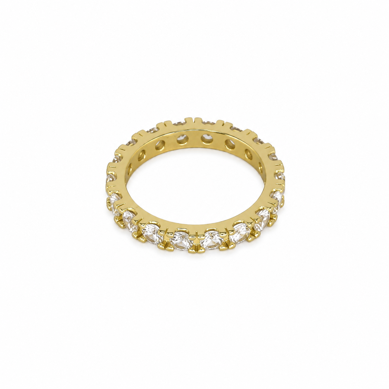 Semijoia Anel Aliança Inteira Zircônia 3mm Aro 18 Banho Ouro 18K