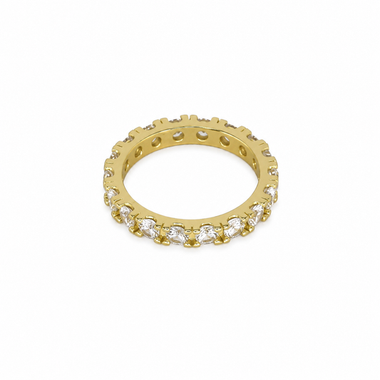 Semijoia Anel Aliança Inteira Zircônia 3mm Aro 18 Banho Ouro 18K
