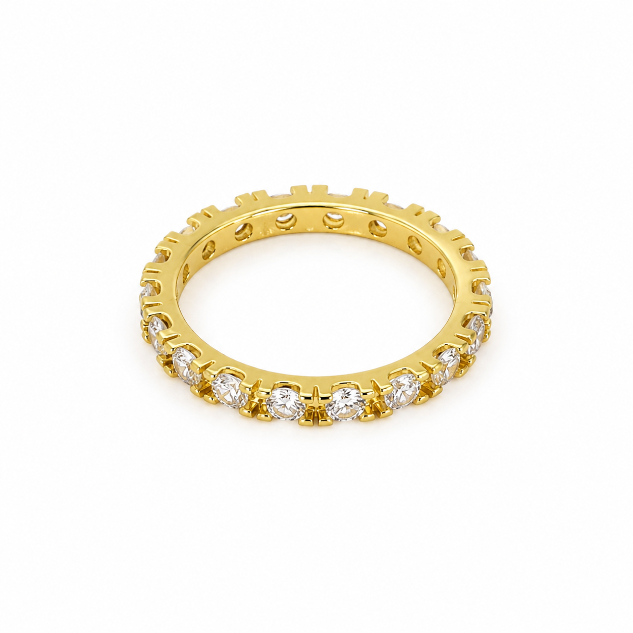 Semijoia Anel Aliança Inteira Zircônia 3mm Aro 21 Banho Ouro 18K