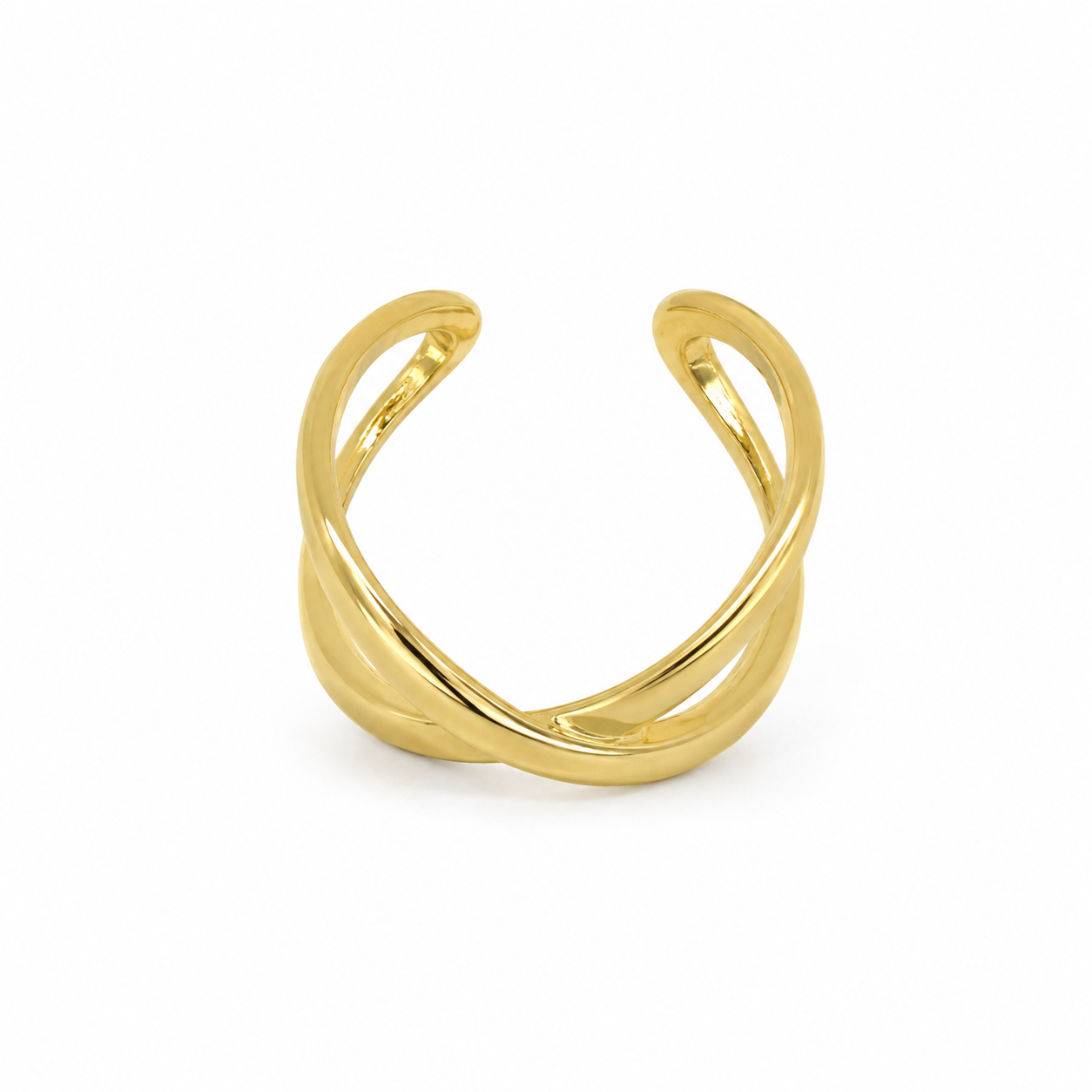 Semijoia Anel Ajustável X 13mm Banho Ouro 18K