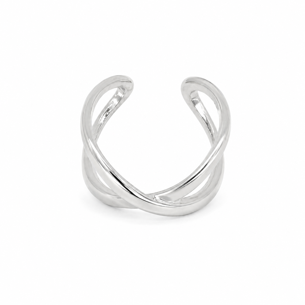 Semijoia Anel Ajustável X 13mm Banho Ródio