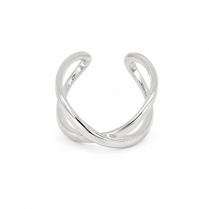 Semijoia Anel Ajustável X 13mm Banho Ródio