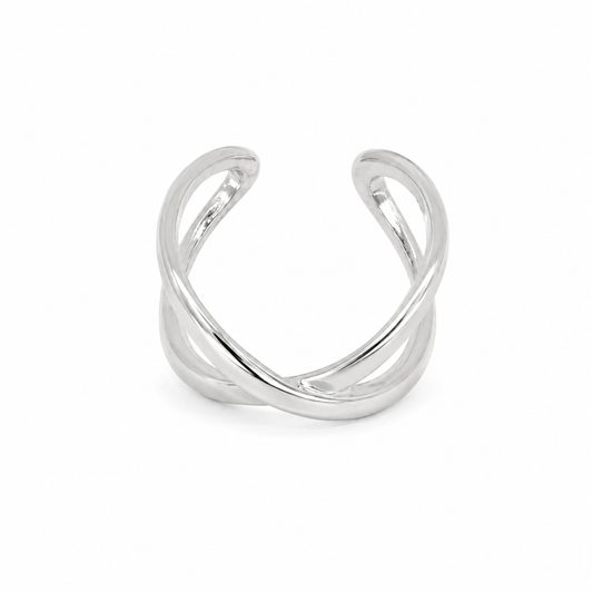 Semijoia Anel Ajustável X 13mm Banho Ródio